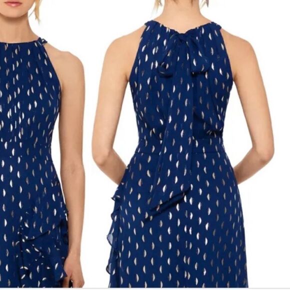 Betsy & Adam Chiffon Foil-Dot Gown - Blue - NWT I have Size 14 or size 10 - Picture 1 of 6
